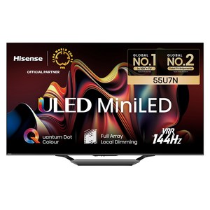 HISENSE 4K ULED Mini LED 스마트TV, 139cm(55인치), 55U7N, 스탠드형, 방문설치