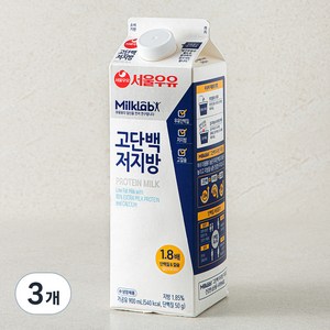 서울우유 밀크랩 고단백 저지방우유, 900ml, 3개