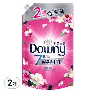 다우니 고농축 섬유유연제 7일 탈취파워 목련과 베리 리필, 1.6L, 2개