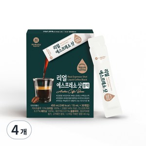 맥널티커피 리얼 에스프레소 샷 블랙 액상 스틱 커피, 15ml, 30개입, 4개