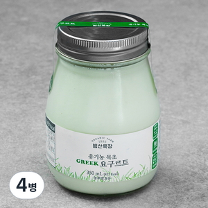 범산목장 유기농 인증 목초 그릭 요구르트, 350ml, 4병