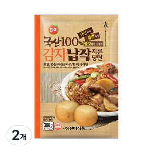 진미 국산감자 납작 자른당면, 300g, 2개