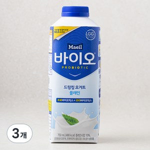 매일바이오 드링킹 플레인 요구르트, 750ml, 3개