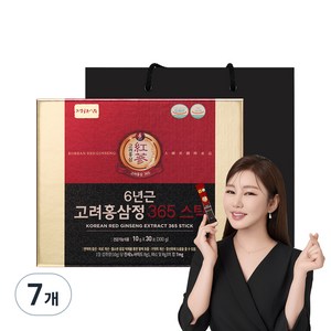 정원삼 6년근 고려홍삼정 365 스틱 선물세트 + 쇼핑백, 300g, 7개