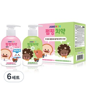 2080 키즈 펌핑치약 멜로우 코튼캔디향 + 스위트 샤인머스켓향, 220g, 6세트