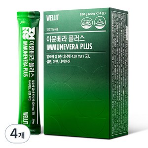 웰릿 이뮨베라 플러스 알로에 면역젤리 14p, 280g, 4개