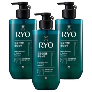 려 청아 딥클렌징 앤 쿨링 샴푸, 480ml, 3개