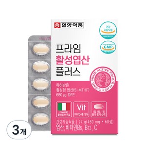 일양약품 프라임 활성엽산 플러스 27g, 60정, 3개