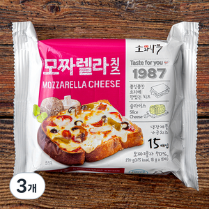 소와나무 한장 한장 포장된 모짜렐라치즈, 270g, 3개