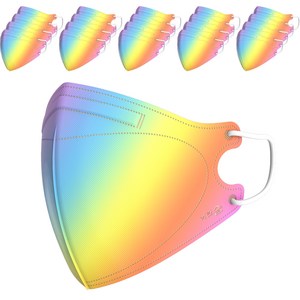 어린숨엣지 새부리형 컬러 마스크 뉴 초소형, 레인보우, 1개, 30개입