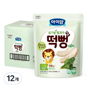 일동후디스 아이얌 유기농 쌀과자 떡뻥, 시금치맛, 30g, 12개