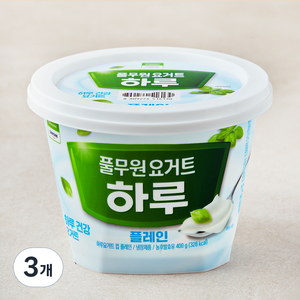 풀무원 하루 요거트 플레인 요거트, 400g, 3개