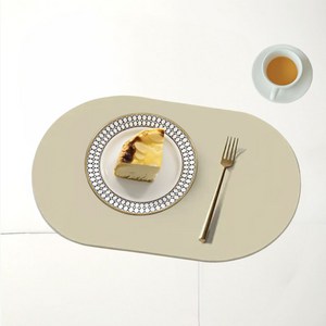 비타벨로 가죽 방수 식탁 테이블 매트, 베이지, 1개, 45 x 30 cm