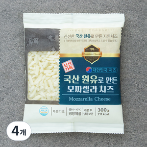 국산 원유로 만든 모짜렐라 치즈, 300g, 4개