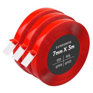 다다 초강력 양면테이프 7mm x 3m, 투명, 3개