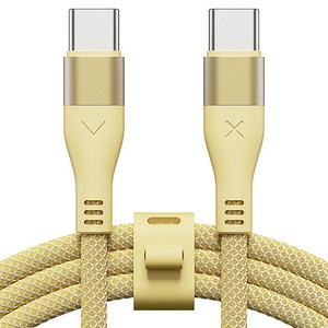 빅쏘 우븐 패브릭 단선방지 USB C to C 타입 PD 60W 고속 충전 아이폰 갤럭시 케이블, 1개, 옐로우, 2m