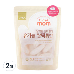 올가홀푸드 아동용 mom 유기농 쌀떡튀밥, 쌀맛, 2개, 40g