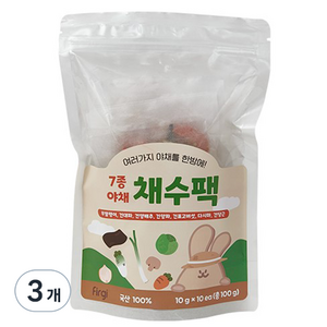 퍼기 어린이 7종야채 채수팩 10개입, 야채맛, 100g, 3개