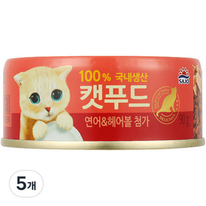 사조해표 캣푸드 간식캔, 연어, 90g, 5개