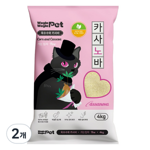 와글와글펫 고양이 카사노바 카사바 모래, 가는입자, 2개, 4kg