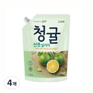 참그린 청귤 산뜻 설거지 주방세제 리필, 1kg, 4개