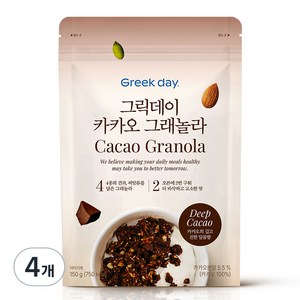 그릭데이 크런치 리얼카카오 그래놀라 시리얼, 150g, 4개