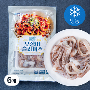 국내산 오징어슬라이스 (냉동), 300g, 6개