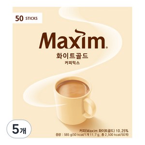 맥심 화이트골드 커피믹스, 11.7g, 50개입, 5개