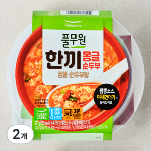 풀무원 한끼 몽글 순두부 짬뽕 순두부탕 냉장, 277g, 2개