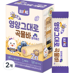 엘빈즈 11곡물 영양그대로 곡물바, 블루베리맛, 40g, 2개