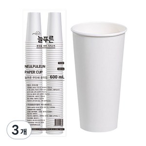 neulpuleun 무인쇄 종이컵 600ml, 100개입, 3개