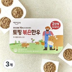 베이비본죽 토핑 볶은 한우 2단계, 3개, 120g