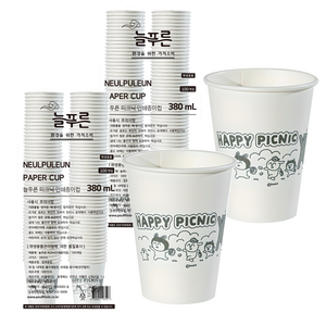 늘푸른 피크닉 인쇄종이컵 380ml, 2개, 100개입