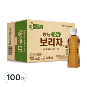 광동제약 밀싹 보리차 그린 무라벨, 330ml, 100개