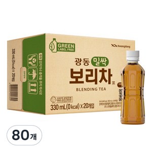 광동제약 밀싹 보리차 그린 무라벨, 330ml, 80개