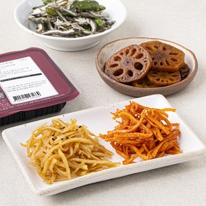 식도감 반찬 꽈리고추 멸치볶음 60g + 연근조림 100g + 진미채 70g + 부드러운 진미채볶음 60g 세트, 1세트