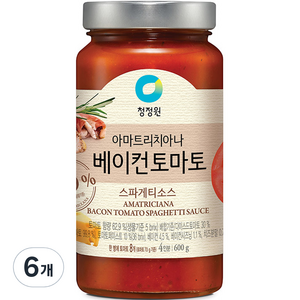 청정원 아마트리치아나 베이컨 토마토 스파게티소스, 600g, 6개