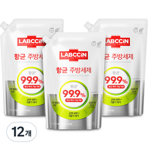 랩신 키친케어 항균 주방세제 리필 라임향, 1L, 12개