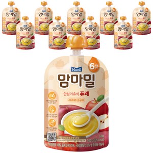 맘마밀 안심 이유식 퓨레 6개월부터, 사과와 고구마, 100g, 10개