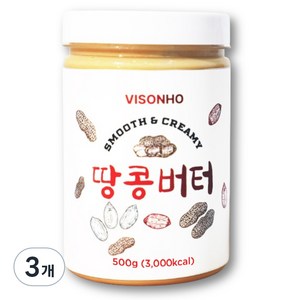 비소뉴 스무스 앤 크리미 땅콩버터, 500g, 3개