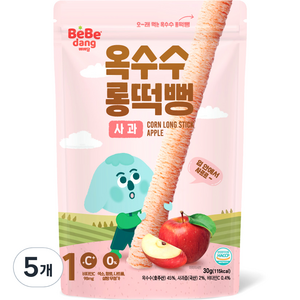 베베당 옥수수 롱떡뻥, 사과, 30g, 5개