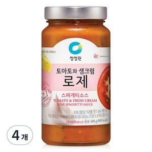 청정원 토마토와 생크림 로제 스파게티소스, 600g, 4개