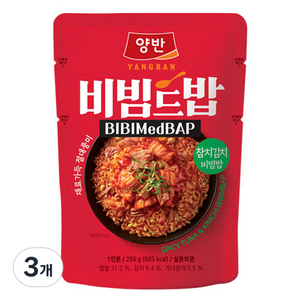 동원 양반 비빔드밥 참치김치 비빔밥 포켓, 3개, 250g