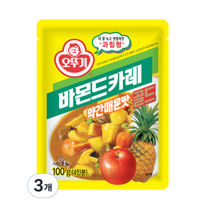 오뚜기 바몬드 카레 골드 약간매운맛 과립형, 100g, 3개