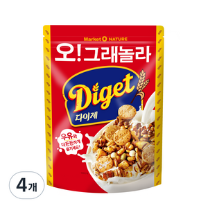 마켓오네이처 오 그래놀라 다이제 시리얼, 300g, 4개