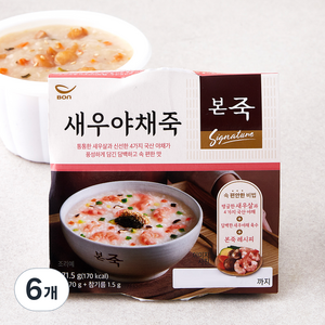 본죽 새우 야채죽, 271.5g, 6개