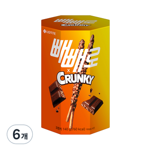 빼빼로 크런키, 140g, 6개