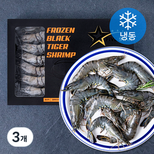 FIVESTAR 말레이시아산 블랙타이거 얼룩 새우 (냉동), 500g(20미), 3개