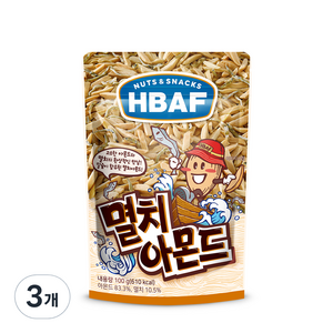 HBAF 바프 멸치 아몬드, 100g, 3개