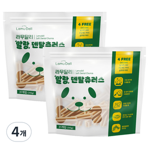 라무달리 말랑 덴탈츄러스 31개입, 연어 + 생선살 혼합맛, 310g, 4개